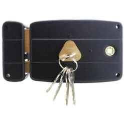 Serrure En Applique Axe à 60mm Horizontale Noire Ouverture à Gauche