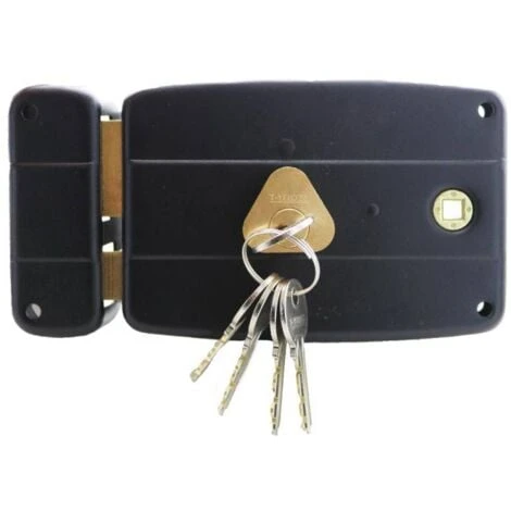 Serrure En Applique Axe à 60mm Horizontale Noire Ouverture à Gauche 1 Serrure En Applique Axe à 60mm Horizontale Noire Ouverture à Gauche