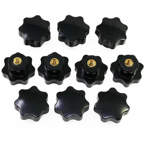 M6 Boutons En étoile, Bouton Moleté à Filetage Femelle, Poignée En Plastique Noir Boutons De Serrage Pour équipement Mécanique 1 M6 Boutons En étoile, Bouton Moleté à Filetage Femelle, Poignée En Plastique Noir Boutons De Serrage Pour équipement Mécanique