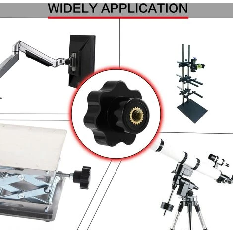 M6 Boutons En étoile, Bouton Moleté à Filetage Femelle, Poignée En Plastique Noir Boutons De Serrage Pour équipement Mécanique 3 M6 Boutons En étoile, Bouton Moleté à Filetage Femelle, Poignée En Plastique Noir Boutons De Serrage Pour équipement Mécanique – Image 3
