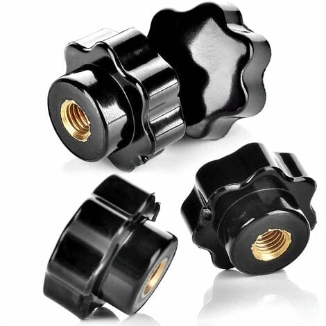 M6 Boutons En étoile, Bouton Moleté à Filetage Femelle, Poignée En Plastique Noir Boutons De Serrage Pour équipement Mécanique 4 M6 Boutons En étoile, Bouton Moleté à Filetage Femelle, Poignée En Plastique Noir Boutons De Serrage Pour équipement Mécanique – Image 4