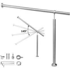 Hengda Rampe D'escalier Main Courante Pour Escalier Extérieu Intérieur Extérieur Entrée Maison Fixation Mur Angle Réglable Matériel Montage Inclu 80cm