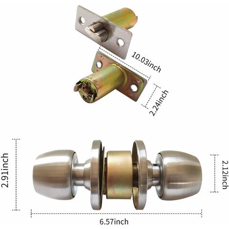Serrure De Poignée De Porte Avec 3 Clés Poignée De Style Boule Ronde Intimité Chambre Salle De Bain Poignée Serrure En Acier Inoxydable Poli Ensemble De Bouton De Porte 2 Serrure De Poignée De Porte Avec 3 Clés Poignée De Style Boule Ronde Intimité Chambre Salle De Bain Poignée Serrure En Acier Inoxydable Poli Ensemble De Bouton De Porte – Image 2