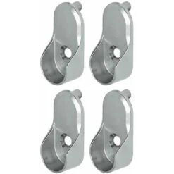 4x Support De Tringle à Visser Ovale Ouvert Avec Tenons Ø5mm Diamètre Intérieur 15mm Finition Nickelée Meuble Penderie Armoire Placard Garde Robe Porte Manteau Veste Vêtement