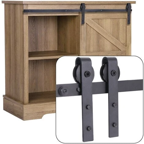 STOEX Quincaillerie Kit De Rail Roulettes Pour Porte Coulissante Industriel Pour Porte Suspendue En Bois Meuble TV Armoires - Simple Porte 0.9M/2.92FT 1 STOEX Quincaillerie Kit De Rail Roulettes Pour Porte Coulissante Industriel Pour Porte Suspendue En Bois Meuble TV Armoires - Simple Porte 0.9M/2.92FT