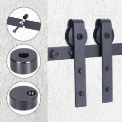 STOEX Quincaillerie Kit De Rail Roulettes Pour Porte Coulissante Industriel Pour Porte Suspendue En Bois Meuble TV Armoires - Simple Porte 0.9M/2.92FT 7 STOEX Quincaillerie Kit De Rail Roulettes Pour Porte Coulissante Industriel Pour Porte Suspendue En Bois Meuble TV Armoires - Simple Porte 0.9M/2.92FT -Promos Matériel Boutique 80402366 3