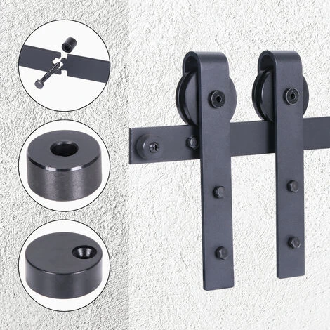 STOEX Quincaillerie Kit De Rail Roulettes Pour Porte Coulissante Industriel Pour Porte Suspendue En Bois Meuble TV Armoires - Simple Porte 0.9M/2.92FT 3 STOEX Quincaillerie Kit De Rail Roulettes Pour Porte Coulissante Industriel Pour Porte Suspendue En Bois Meuble TV Armoires - Simple Porte 0.9M/2.92FT – Image 3