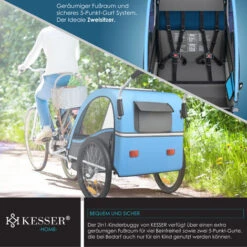 KESSER® Remorque Pour Enfants Remorque De Vélo Sport-RX 2en1 Fonction De Running Remorque De Vélo Pour Enfants + Ceinture De Sécurité 5 Points 360°- Roue Avant Jogger Poussette Vélo , Bleu -Promos Matériel Boutique 80429228 5