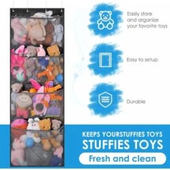 Rangement Pour Animaux En Peluche, Sac Organisateur Au-dessus De La Porte Pour Peluches, Jouets Pour Enfants, Accessoires Pour Bébé, Support De Rangement Suspendu Pour Chambre D'enfant, Salle De Bain, -Promos Matériel Boutique 80873490 5