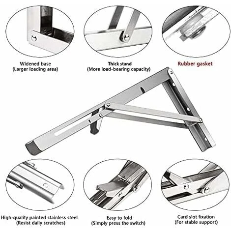AIDUCHO Étagère Murale Pliante De 600 Mm 2 Pièces, Cadre De Support D'étagère De Garage, Support De Support Pliant En Acier Inoxydable Pour établi, 200KG Porteur (sans Planche De Bois) 4 AIDUCHO Étagère Murale Pliante De 600 Mm 2 Pièces, Cadre De Support D'étagère De Garage, Support De Support Pliant En Acier Inoxydable Pour établi, 200KG Porteur (sans Planche De Bois) – Image 4