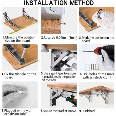 AIDUCHO Étagère Murale Pliante De 600 Mm 2 Pièces, Cadre De Support D'étagère De Garage, Support De Support Pliant En Acier Inoxydable Pour établi, 200KG Porteur (sans Planche De Bois) 5 AIDUCHO Étagère Murale Pliante De 600 Mm 2 Pièces, Cadre De Support D'étagère De Garage, Support De Support Pliant En Acier Inoxydable Pour établi, 200KG Porteur (sans Planche De Bois) – Image 5