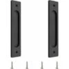 1 Pc Poignées De Porte Coulissante Rectangulaires Encastrées En Alliage D'aluminium Noir Mat Avec Vis De Montage Pour Porte Coulissante De Grange