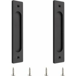 1 Pc Poignées De Porte Coulissante Rectangulaires Encastrées En Alliage D'aluminium Noir Mat Avec Vis De Montage Pour Porte Coulissante De Grange