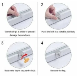 Fermeture Baie Coulissante,2 PCS Serrure Fenêtre Coulissante Anti-dérapant Alliage Aluminium Serrure De Fenetre De Sécurité Avec Clé Bloque Porte Coulissante Verrou Coulissante Pour Enfants -Promos Matériel Boutique 81038622 5