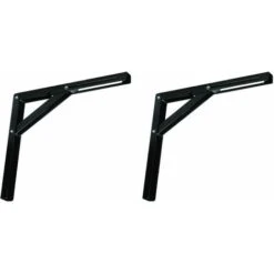 2x Equerre Pliante Longueur D'épaule 300mm En Acier Support étagère Table Bar Console Escamotable Pliable Décoration Multifonction Maison, Noir