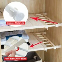 AQIUO Étagères Extensibles Armoire Organisateur Placard Rangement Placard Étagère Pour Cuisine, Blanc Airing Placard Étagères Support De Rangement Réglable, Organisateur Sous Évier Étagère à Chaussure -Promos Matériel Boutique 81297172 4