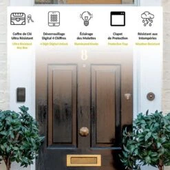 Boite à Clé Sécurisée Avec Code 4 Chiffres - Mini Coffre Fort à Clef - Fixation Murale, Extérieur / Intérieur - Eclairage LED - Noir -Promos Matériel Boutique 81923139 3