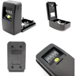 Boite à Clé Sécurisée Avec Code 4 Chiffres - Mini Coffre Fort à Clef - Fixation Murale, Extérieur / Intérieur - Eclairage LED - Noir -Promos Matériel Boutique 81923139 4