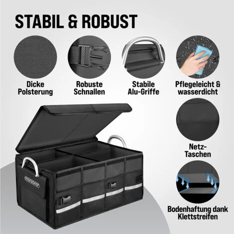 Monzana Organisateur De Coffre De Voiture Couvercle 63l Rigide Pliable Parois Renforcées Sac De Rangement Voiture Noir-Noir 5 Monzana Organisateur De Coffre De Voiture Couvercle 63l Rigide Pliable Parois Renforcées Sac De Rangement Voiture Noir-Noir – Image 5
