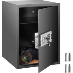 VEVOR Coffre-Fort Digital 65 L En Acier Au Carbone Coffre-Fort Electronique 2 Kits De Code Et 2 Cles Coffre-Fort De Securite Antivol Coffre-Fort Cle Et Code Anti-Effraction Ignifuge Billet Bijou Arme