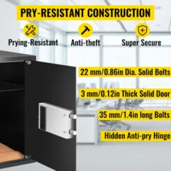 VEVOR Coffre-Fort Digital 65 L En Acier Au Carbone Coffre-Fort Electronique 2 Kits De Code Et 2 Cles Coffre-Fort De Securite Antivol Coffre-Fort Cle Et Code Anti-Effraction Ignifuge Billet Bijou Arme -Promos Matériel Boutique 82895155 3