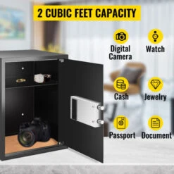 VEVOR Coffre-Fort Digital 65 L En Acier Au Carbone Coffre-Fort Electronique 2 Kits De Code Et 2 Cles Coffre-Fort De Securite Antivol Coffre-Fort Cle Et Code Anti-Effraction Ignifuge Billet Bijou Arme -Promos Matériel Boutique 82895155 5