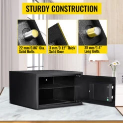 VEVOR Coffre-Fort Digital 28L En Acier Au Carbone Coffre-Fort Electronique 2 Kits De Code Et 2 Cles Coffre-Fort De Securite Antivol Coffre-Fort Cle Et Code Anti-Effraction Ignifuge Billet Bijou Armes -Promos Matériel Boutique 82895171 3