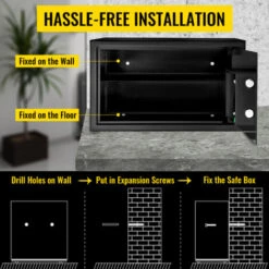 VEVOR Coffre-Fort Digital 28L En Acier Au Carbone Coffre-Fort Electronique 2 Kits De Code Et 2 Cles Coffre-Fort De Securite Antivol Coffre-Fort Cle Et Code Anti-Effraction Ignifuge Billet Bijou Armes -Promos Matériel Boutique 82895171 5