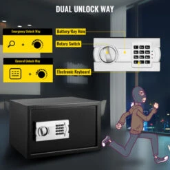VEVOR Coffre-Fort Digital 34 L En Acier Au Carbone Coffre-Fort Electronique 2 Kits De Code Et 2 Cles Coffre-Fort De Securite Antivol Coffre-Fort Cle Et Code Anti-Effraction Ignifuge Billet Bijou Arme -Promos Matériel Boutique 82895183 4