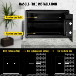 VEVOR Coffre-Fort Digital 34 L En Acier Au Carbone Coffre-Fort Electronique 2 Kits De Code Et 2 Cles Coffre-Fort De Securite Antivol Coffre-Fort Cle Et Code Anti-Effraction Ignifuge Billet Bijou Arme -Promos Matériel Boutique 82895183 5