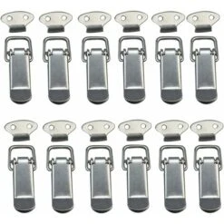 Aunrtb Attache Capot 12 Pièces, Fermeture à Levier, Loquet à Ressort,Loquet à Bascule Fermoir à Ressort Avec Crochet Fermeture à Ressort En Acier Inoxydable Pour Coffret, Boîte, Tiroir, Armoire