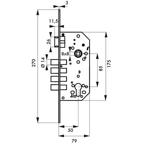 THIRARD - Boitier De Serrure Encastrable à Cylindre Pour Porte D'entrée, Rosace Ouverte, Axe 50mm, Bouts Ronds 2 THIRARD - Boitier De Serrure Encastrable à Cylindre Pour Porte D'entrée, Rosace Ouverte, Axe 50mm, Bouts Ronds – Image 2