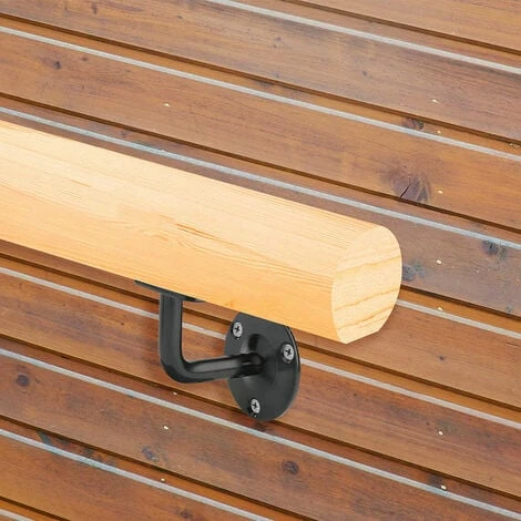 Kit Main Courante Murale Ronde En Bois + Supports De Fixation 2 Kit Main Courante Murale Ronde En Bois + Supports De Fixation – Image 2
