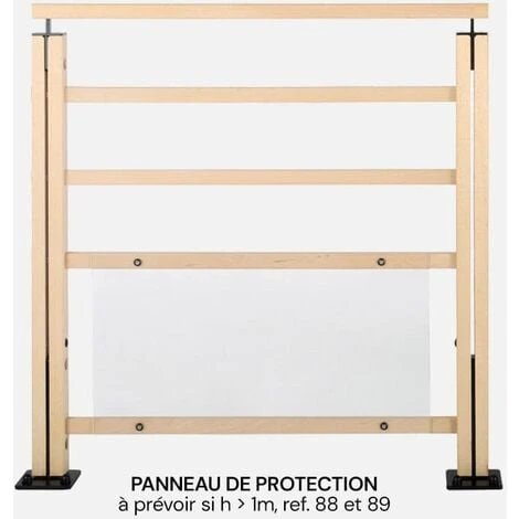 NERO Traverses - Kit Garde-corps 2m Prêt à Poser En Hêtre 4 NERO Traverses - Kit Garde-corps 2m Prêt à Poser En Hêtre – Image 4