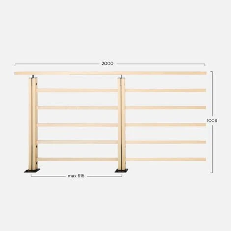 NERO Traverses - Kit Garde-corps 2m Prêt à Poser En Hêtre 5 NERO Traverses - Kit Garde-corps 2m Prêt à Poser En Hêtre – Image 5