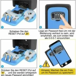 Boîte à Clés Murale Avec Code à 4 Chiffres, Coffre-fort à Clés étanche, Boîte à Clés à Combinaison Pour La Maison, Le Garage, L'école - Bleu 8 Boîte à Clés Murale Avec Code à 4 Chiffres, Coffre-fort à Clés étanche, Boîte à Clés à Combinaison Pour La Maison, Le Garage, L'école - Bleu -Promos Matériel Boutique 83760010 4