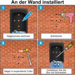 Boîte à Clés Murale Avec Code à 4 Chiffres, Coffre-fort à Clés étanche, Boîte à Clés à Combinaison Pour La Maison, Le Garage, L'école - Bleu 9 Boîte à Clés Murale Avec Code à 4 Chiffres, Coffre-fort à Clés étanche, Boîte à Clés à Combinaison Pour La Maison, Le Garage, L'école - Bleu -Promos Matériel Boutique 83760010 5