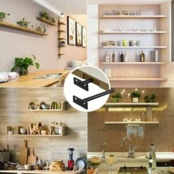 4Pcs Support D'Étagère Flottante, Support D'Étagère Invisible En Métal, Support D’ Étagère Caché Robuste, Support Pour Étagère En Bois Invisible（10mm），Superma -Promos Matériel Boutique 83761321 5