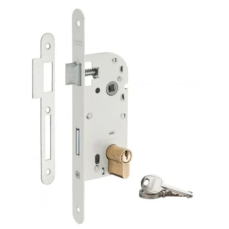 THIRARD - Serrure Encastrable à Cylindre Pour Porte D'entrée, Axe 40mm, Bouts Ronds, Cylindre 30x30mm, Blanc, 3 Clés 1 THIRARD - Serrure Encastrable à Cylindre Pour Porte D'entrée, Axe 40mm, Bouts Ronds, Cylindre 30x30mm, Blanc, 3 Clés