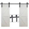 244cm Kit De Quincaillerie Porte Coulissante Kit Rail Porte De Grange Double Porte Suspendue Pour Chambre Garage