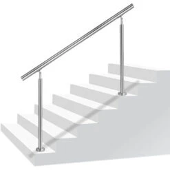 AUFUN Rampe D'escalier En Acier Inoxydable Pour Escaliers, Intérieur Et Extérieur, Balcon, Couleur Argent, Longueur 80 Cm, Sans Traverses