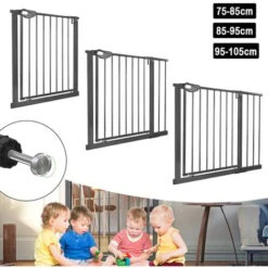AUFUN 75-85cm Stair Protection Grille Children Grille D'ouverture Bidirectionnelle, Grilles De Protection De Porte Sans Forage, Pour Enfants, Noir