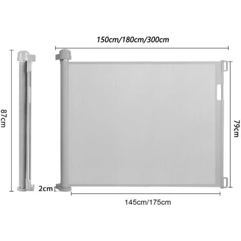 AUFUN Barrière De Sécurité Extensible, Barrière D'escalier, Barrière De Sécurité, Pour Jeunes Enfants, Bébé, 88.5x150cm, Gris 2 AUFUN Barrière De Sécurité Extensible, Barrière D'escalier, Barrière De Sécurité, Pour Jeunes Enfants, Bébé, 88.5x150cm, Gris – Image 2