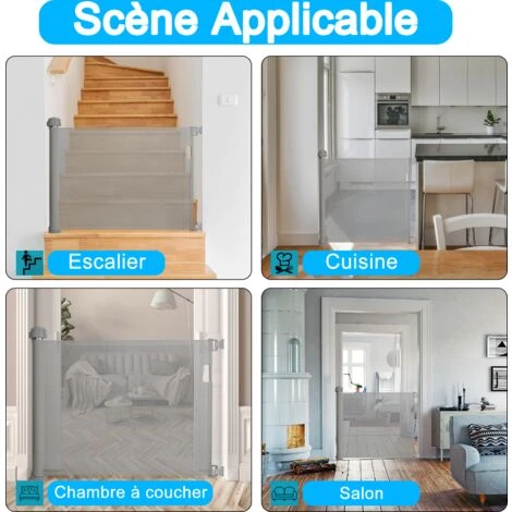 AUFUN Barrière De Sécurité Extensible, Barrière D'escalier, Barrière De Sécurité, Pour Jeunes Enfants, Bébé, 88.5x150cm, Gris 4 AUFUN Barrière De Sécurité Extensible, Barrière D'escalier, Barrière De Sécurité, Pour Jeunes Enfants, Bébé, 88.5x150cm, Gris – Image 4