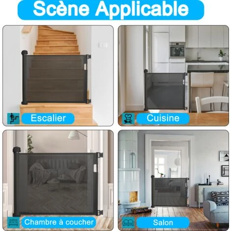AUFUN Barrière De Sécurité Extensible, Barrière D'escalier, Barrière De Sécurité, Pour Jeunes Enfants, Bébé, 88.5x180cm, Noir 4 AUFUN Barrière De Sécurité Extensible, Barrière D'escalier, Barrière De Sécurité, Pour Jeunes Enfants, Bébé, 88.5x180cm, Noir – Image 4