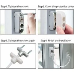 2pcs Fenêtre Entrebâilleur De Porte Verrouillage Porte Coulissante Bébé Sécurité Enfant Verrou De Sécurité Câble Catch Fils Avec Clé En Acier Inoxydable Pour Garage Placard Fenêtre Chambre -Promos Matériel Boutique 83994754 4