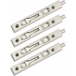 Paquet De 4 (2 Paires) Verrou à Glissière De Verrou De Pêne Affleurant De Porte, Action De Levier De Sécurité De Pêne Dissimulé, Pêne Coulissant En Acier Inoxydable - (15 Cm De Longueur)