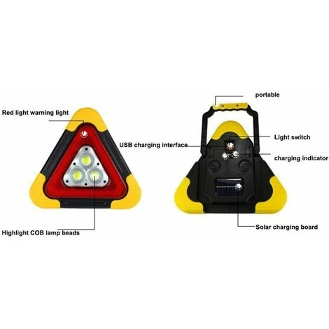 Triangle De Signalisation De Voiture Clignotant LED COB Travail Route D'urgence Lampe/Solaire USB Sécurité Réfléchissant Signe Trafic Lumière De Travail Clignotant Lampe/Feux De DéTresse, 2 Triangle De Signalisation De Voiture Clignotant LED COB Travail Route D'urgence Lampe/Solaire USB Sécurité Réfléchissant Signe Trafic Lumière De Travail Clignotant Lampe/Feux De DéTresse, – Image 2