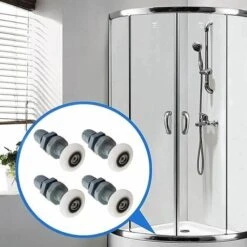 8 Pièces Rouleau Roulette Roue Pour Porte De Douche, Roulette De Douche 25mm, Roulettes Coulissantes Porte, Convient Aux Portes En Verre D'Une Épaisseur D'Environ 4 à 6 Mm, (K2048) -Promos Matériel Boutique 85564894 5
