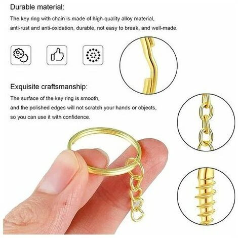 Anneau Porte Clé Avec Chaîne 220 Pièces Anneaux Fendue Attache Porte Clef Détachable Anneaux De Porte-clé En Acier Anneaux De Porte-clé Pour Bricolage Porte Clés Pour Bricolage Loisirs Créatifs 2 Anneau Porte Clé Avec Chaîne 220 Pièces Anneaux Fendue Attache Porte Clef Détachable Anneaux De Porte-clé En Acier Anneaux De Porte-clé Pour Bricolage Porte Clés Pour Bricolage Loisirs Créatifs – Image 2